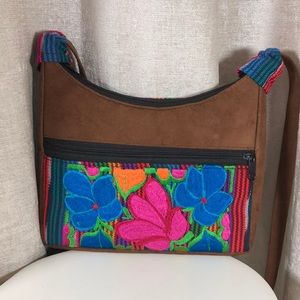 Boho Indie Hippie Embroidered Faux Leather Bag